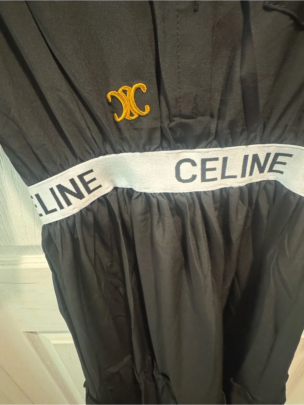 Celine Black Polo Dress with White Branded Waistband and Gold Logos - Picture 4 of 4
